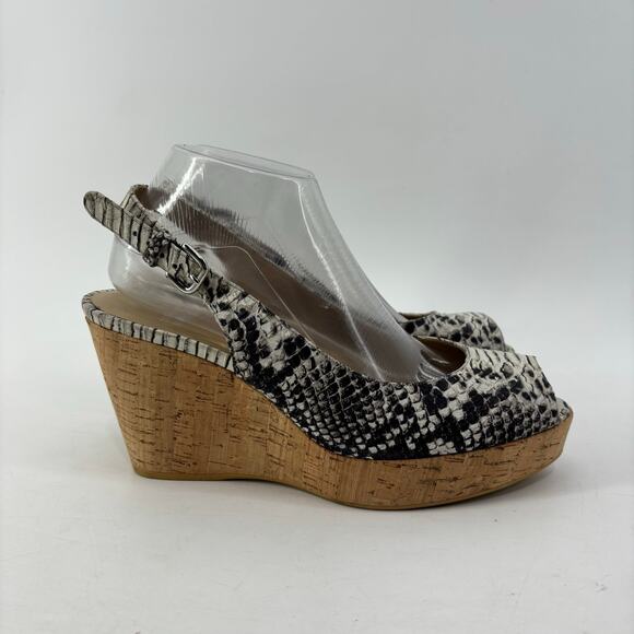 Stuart Weitzman Jean Snake Wedge Womens Size 10 Slingback Sandal Glam - Picture 2 of 13